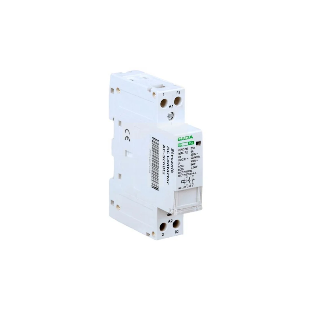 Stycznik modułowy HC 25A 1P 2T 25A 1NO 1NC 230V na szynę TH