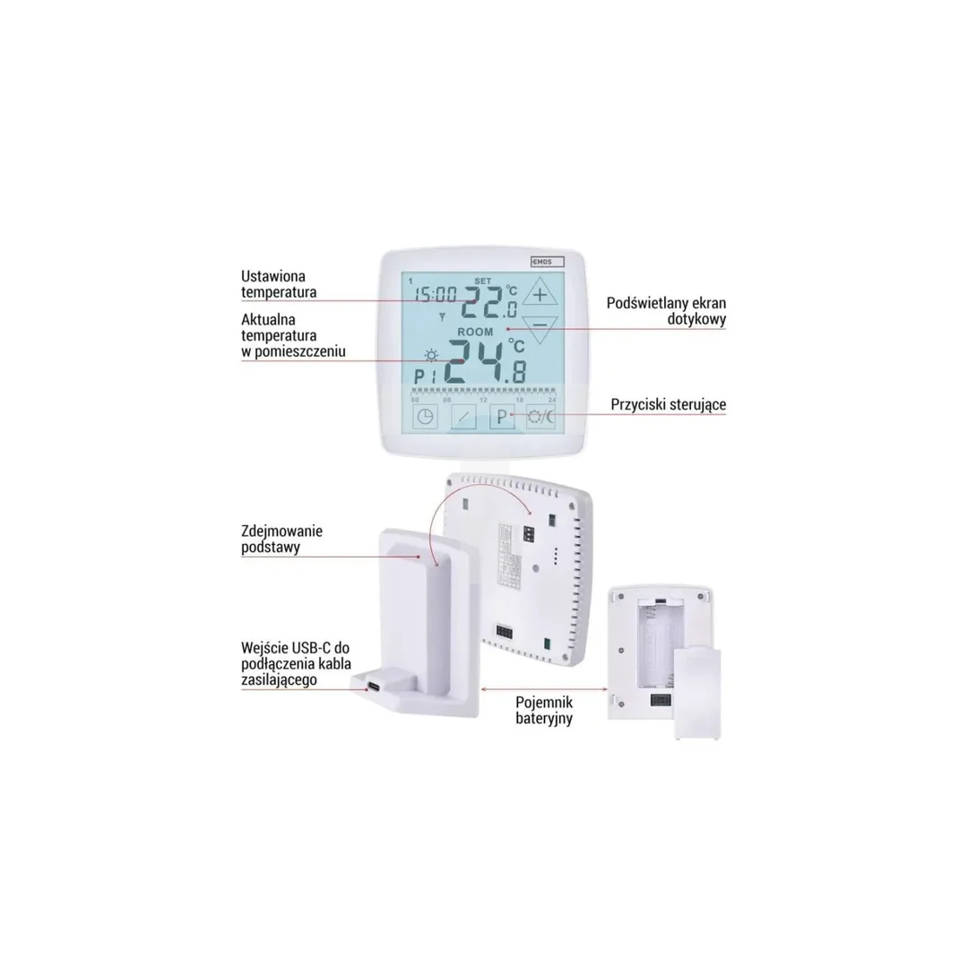 Termostat bezprzewodowy, pokojowy, programowalny z OpenTherm, P56A11