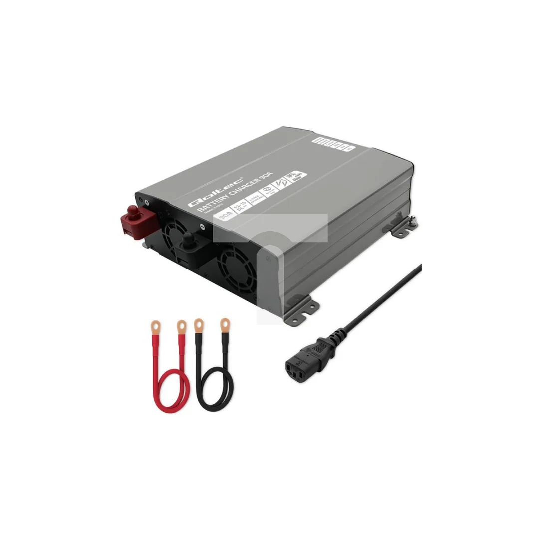 Qoltec Inteligentna profesjonalna ładowarka Monolith do akumulatorów LiFePO4 AGM GEL SLA 90A 12V Szybkie ładowanie