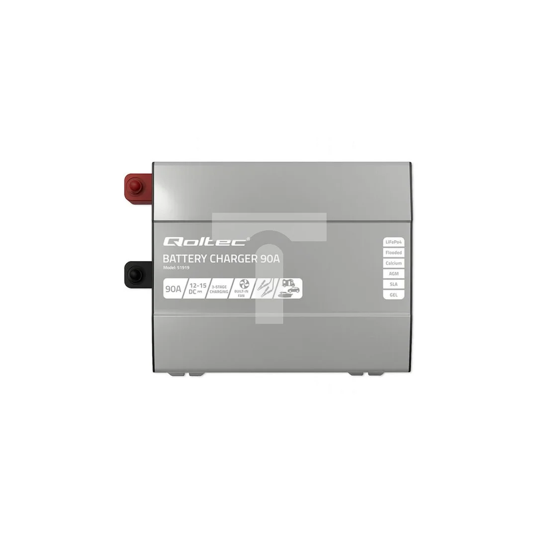 Qoltec Inteligentna profesjonalna ładowarka Monolith do akumulatorów LiFePO4 AGM GEL SLA 90A 12V Szybkie ładowanie