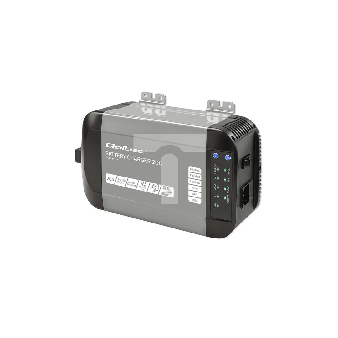 Qoltec Inteligentna ładowarka Monolith do akumulatorów LiFePO4 AGM GEL SLA 20A 24V