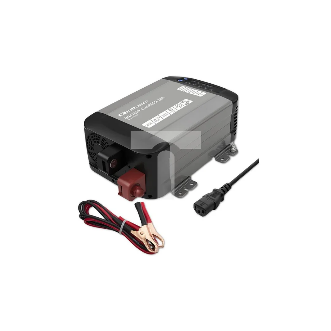 Qoltec Inteligentna ładowarka Monolith do akumulatorów LiFePO4 AGM GEL SLA 20A 24V