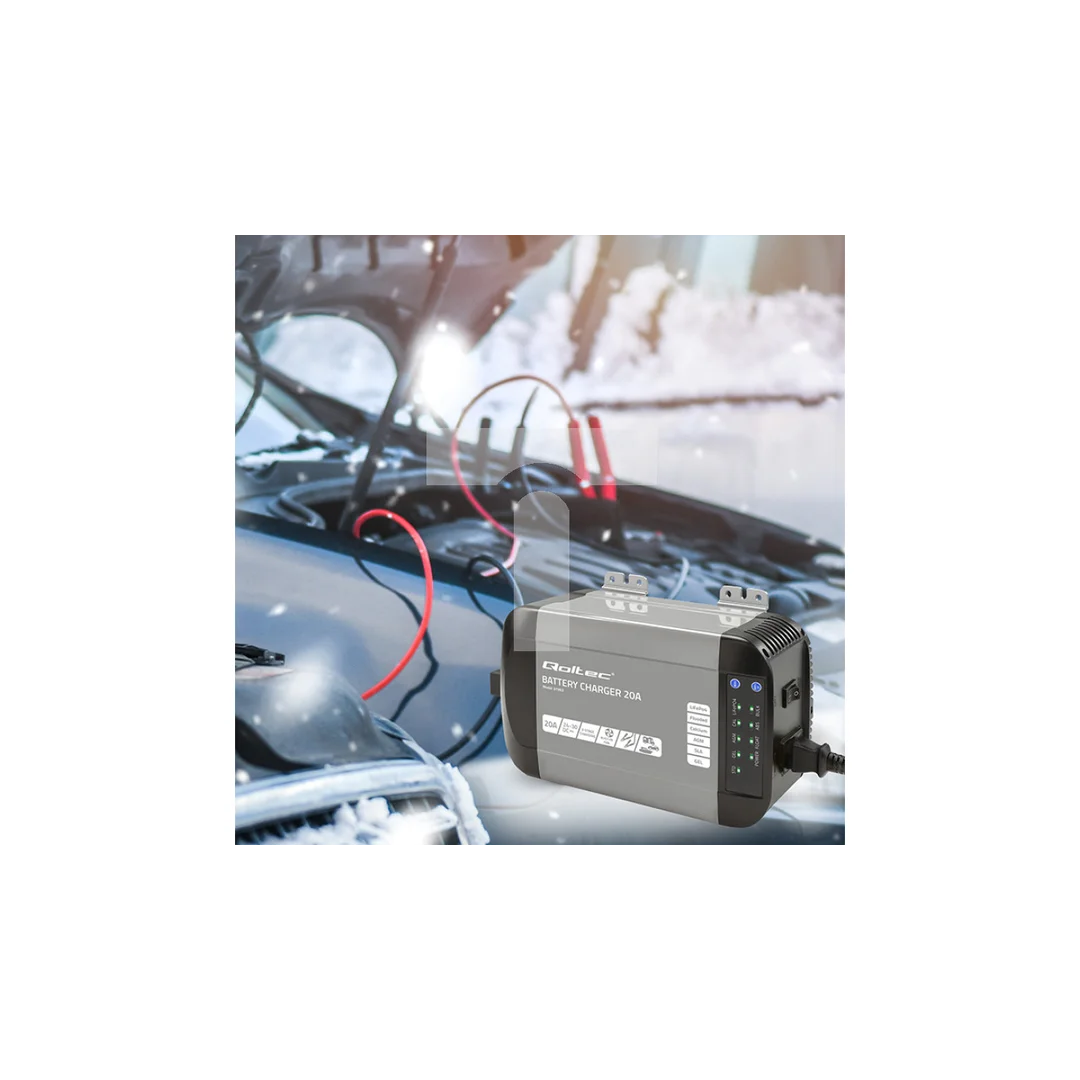 Qoltec Inteligentna ładowarka Monolith do akumulatorów LiFePO4 AGM GEL SLA 20A 24V