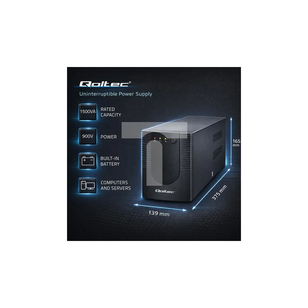 Qoltec Zasilacz awaryjny UPS Line Interactive Monolith 1500VA 900W