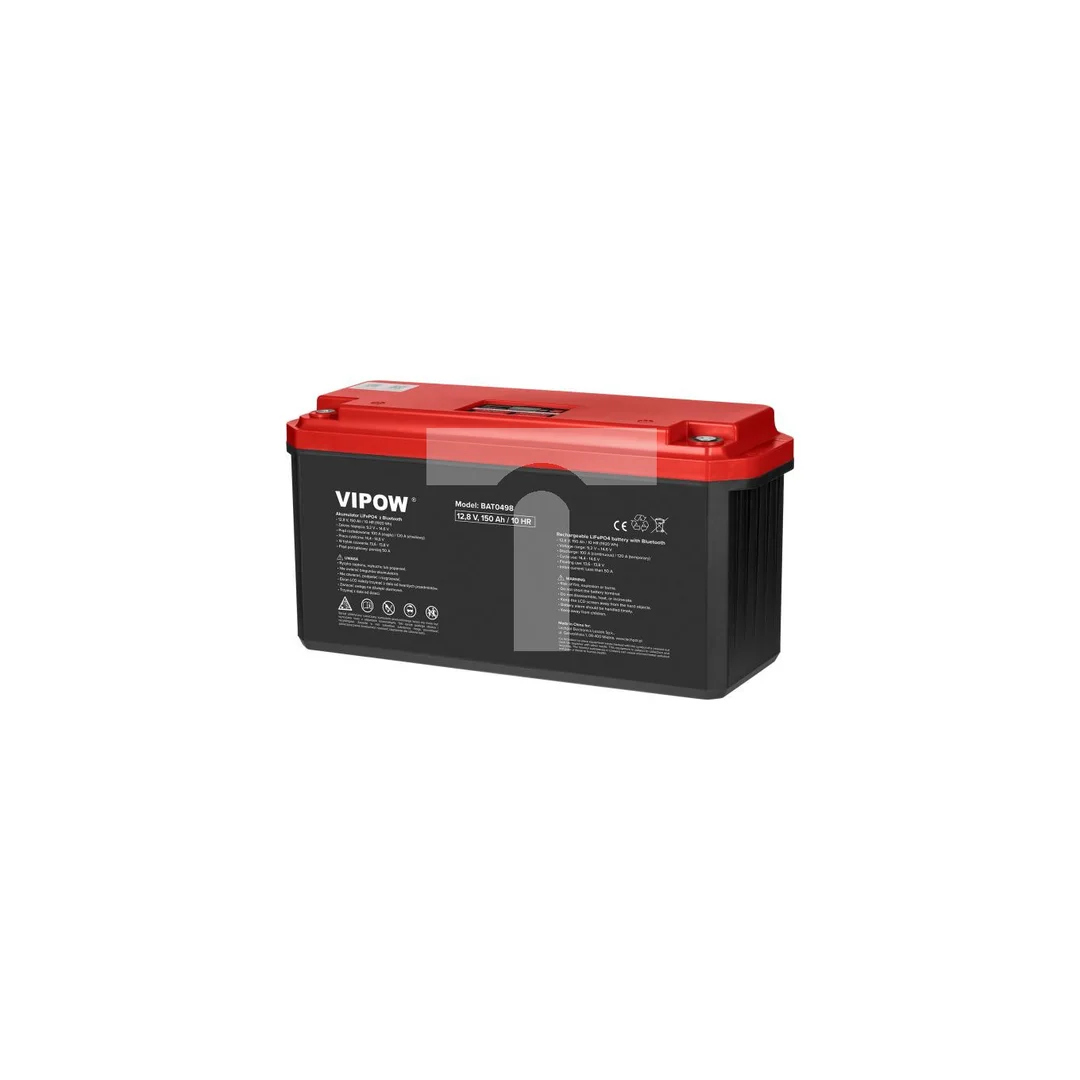 Akumulator LiFePO4 (litowo-żelazowo-fosforanowy) 12,8V 150Ah z układem BMS, wyświetlaczem LCD i Bluetooth Vipow