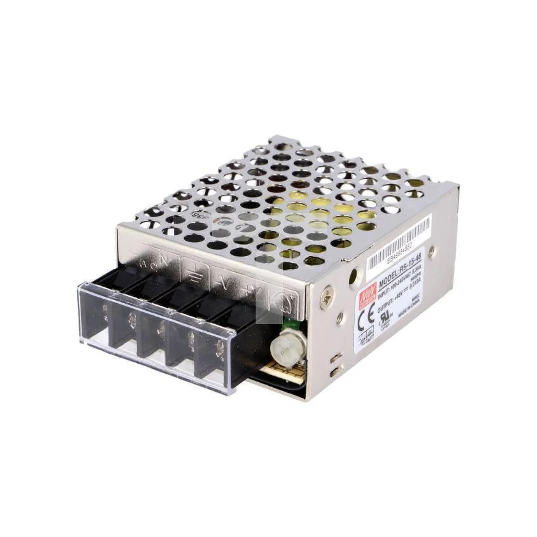 Zasilacz impulsowy, do wbudowania, modułowy, 15W, 0,31A, 48VDC RS-15-48