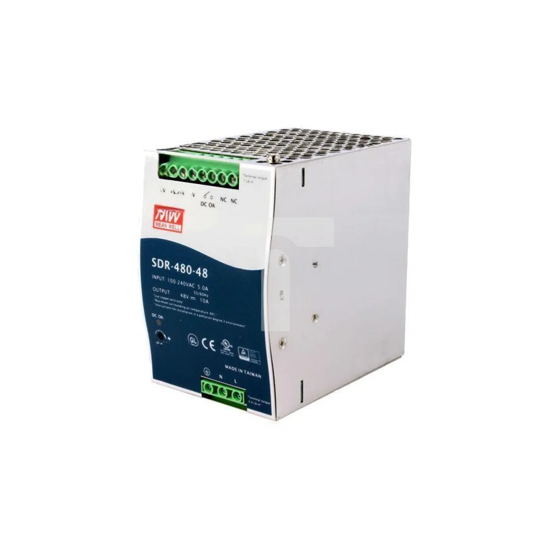 Zasilacz impulsowy, na szynę DIN, 480W, 10A, 48VDC, 90...264VAC SDR-480-48