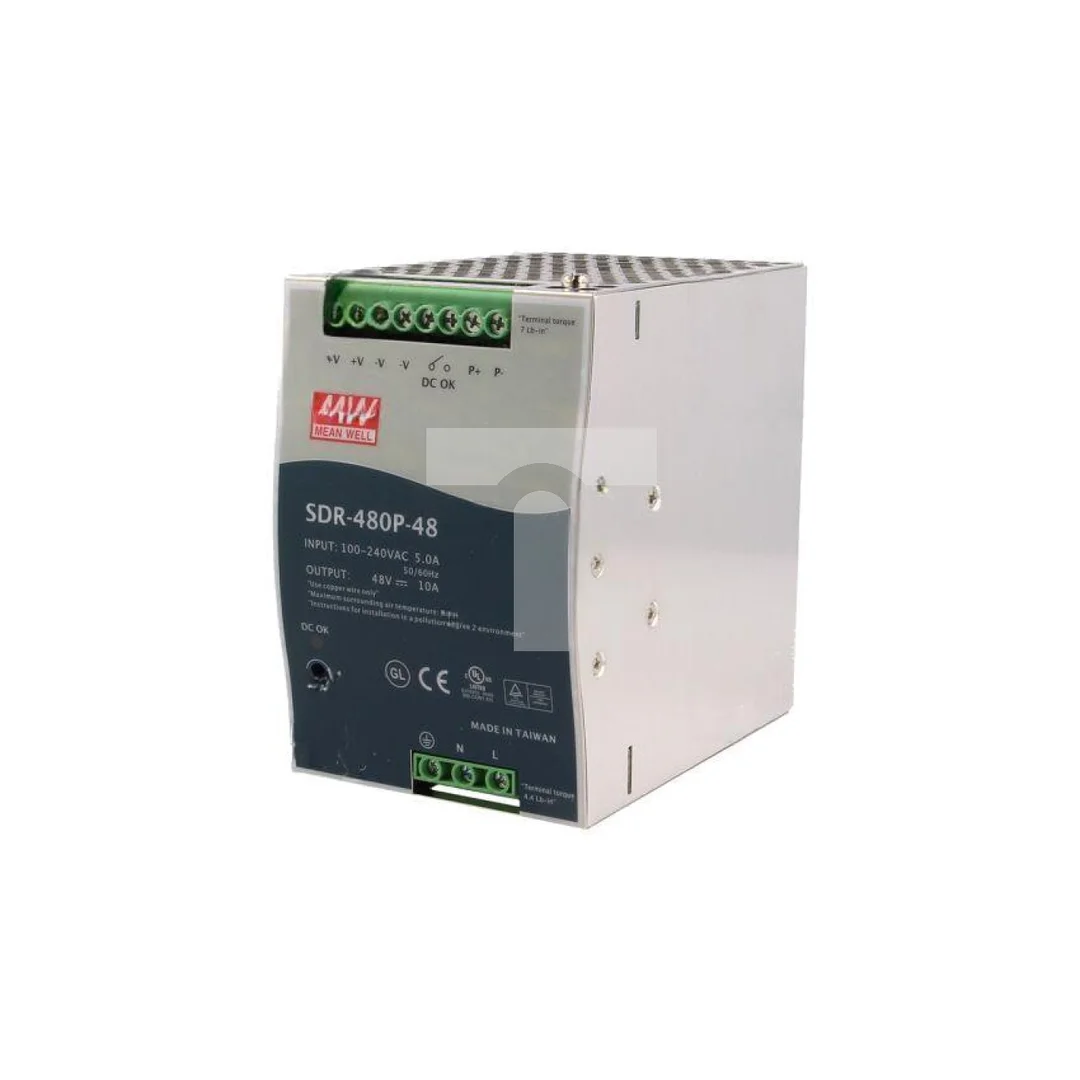 Zasilacz impulsowy, na szynę DIN, 480W, 10A, 48VDC, 90...264VAC SDR-480P-48