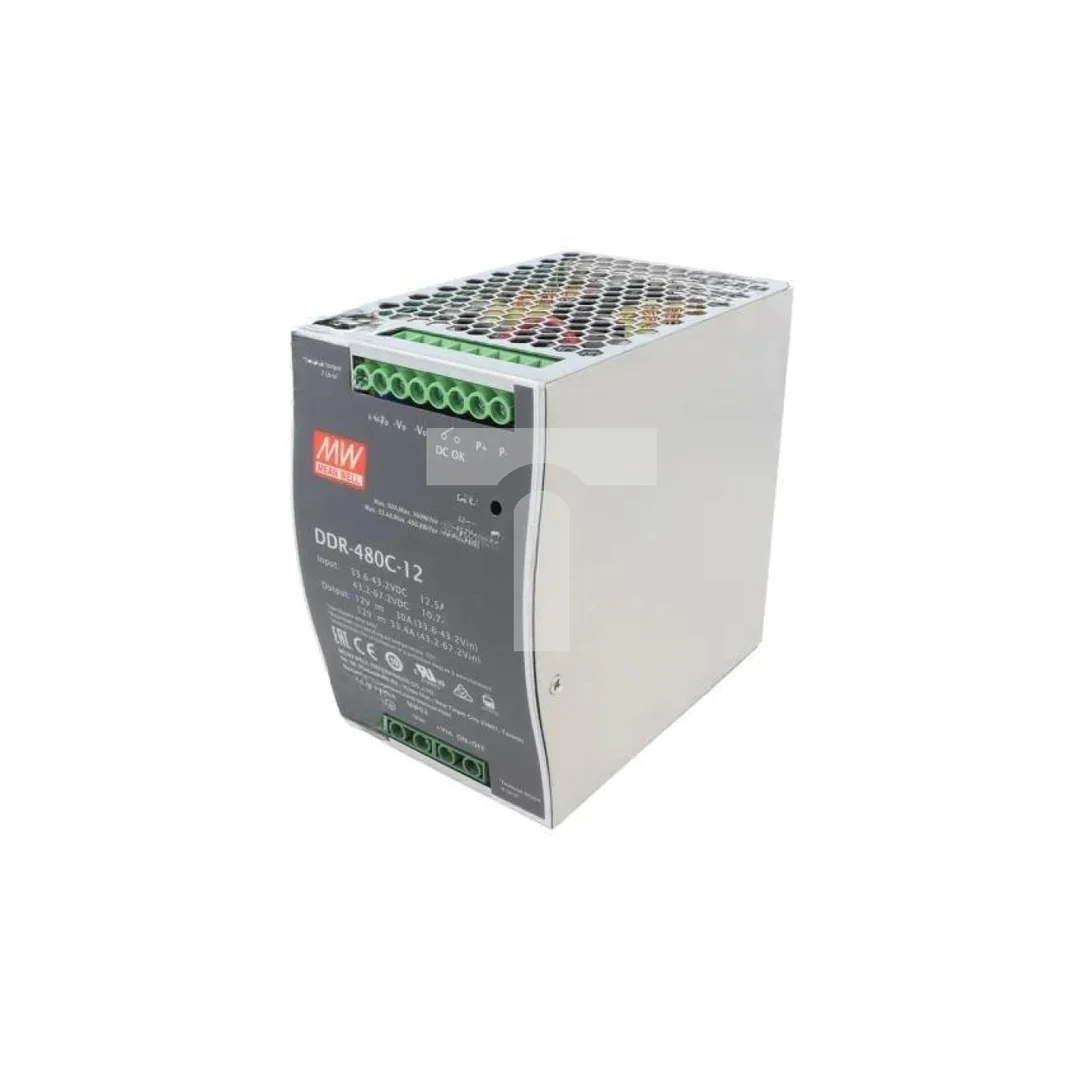 Przetwornica DC/DC, 400,8W, Uwej: 33,6...67,2 VDC, Uwyj: 12 VDC DDR-480C-12