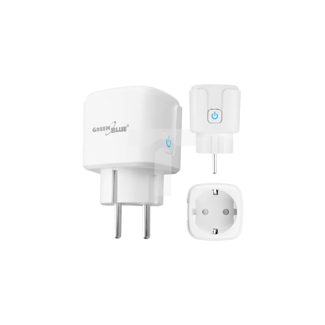 Zdalnie sterowane gniazdko WiFi GreenBlue, Android/iOS/Alexa/Google Home, timer, watomierz, max 16A/3840W, GB735 W