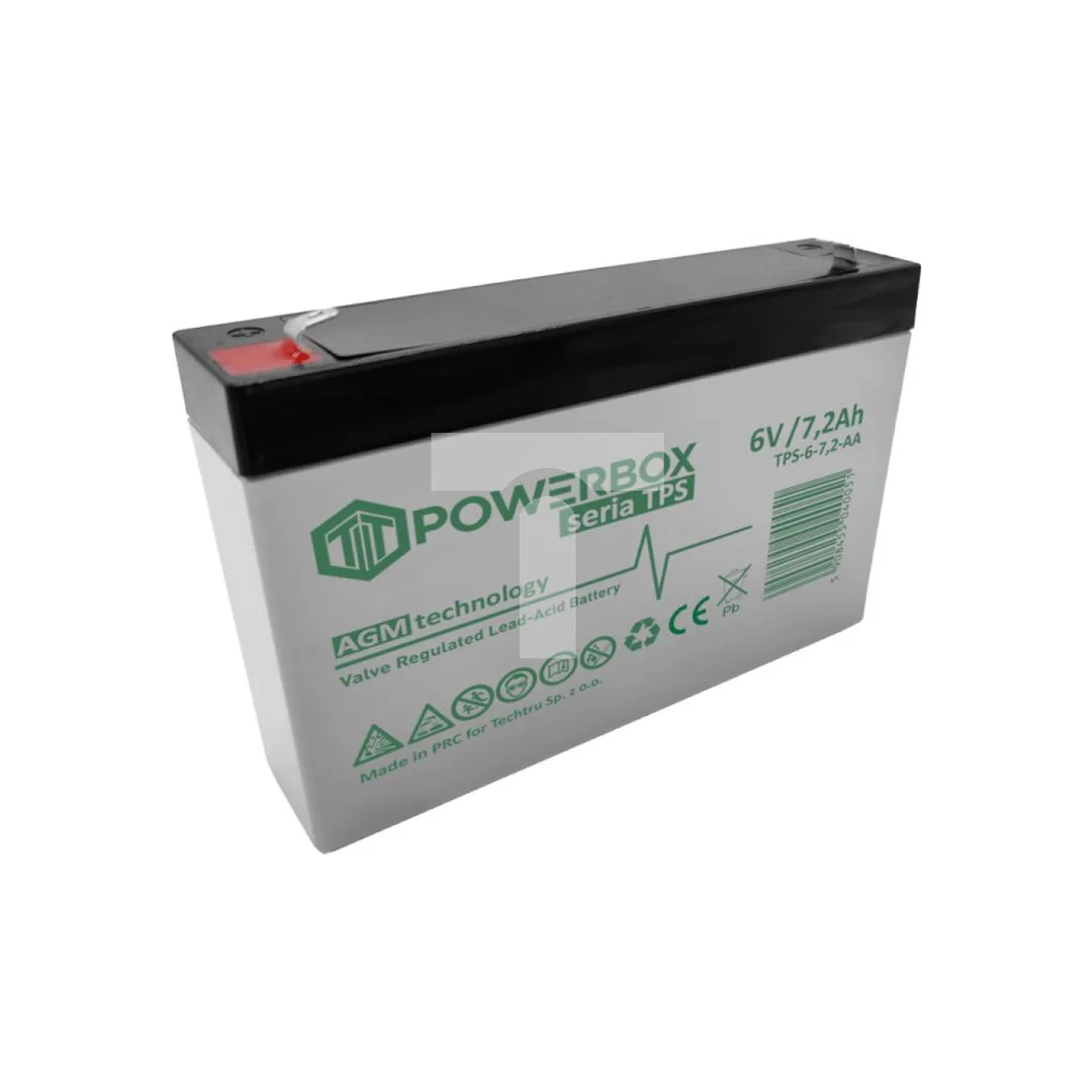 Akumulator VRLA / AGM bezobsługowy Powebox TPS 6V 7,2Ah