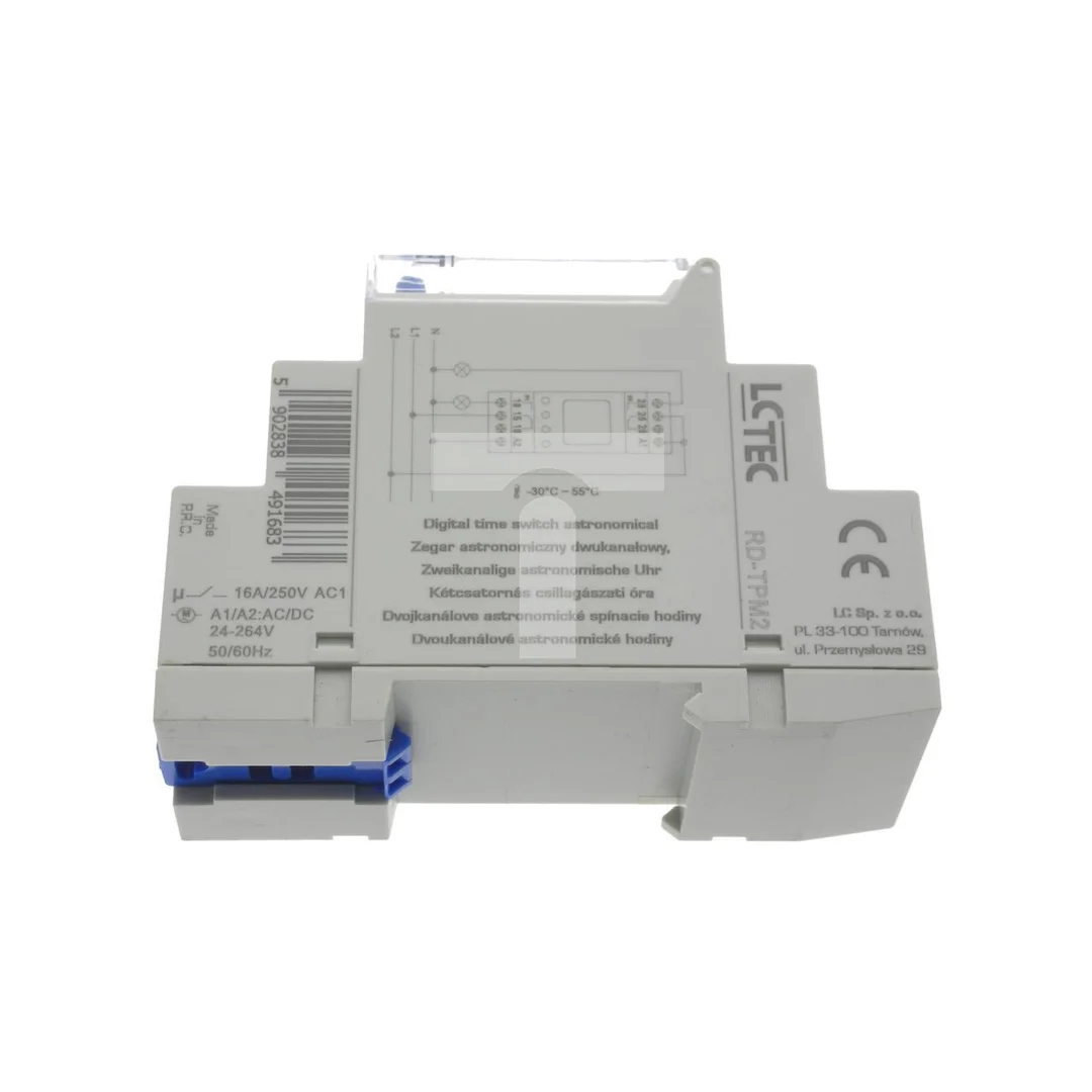 LC zegar astronomiczny programator sterujący dwukanałowy 16A 24-230V AC/DC RD-TPM2 9168