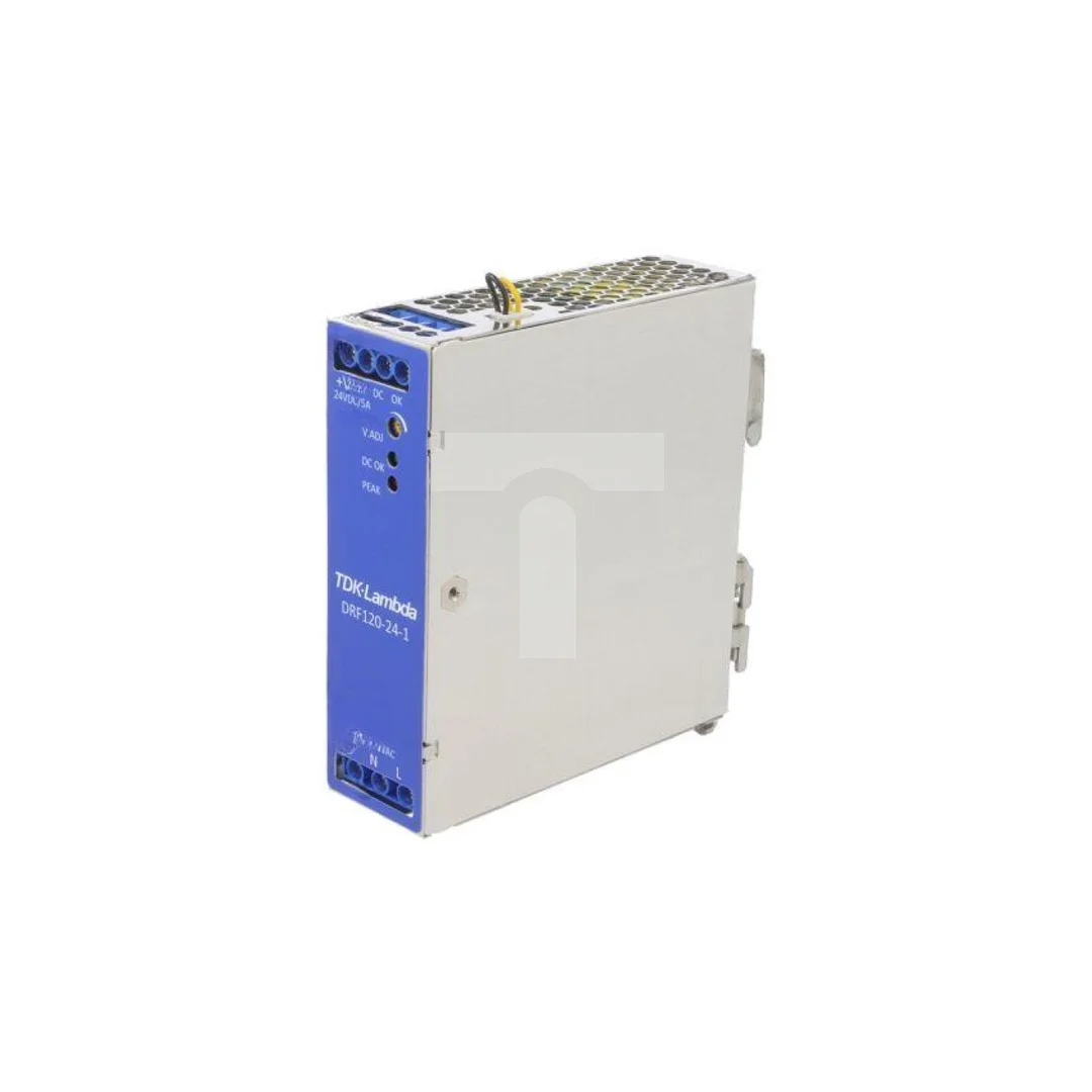 Zasilacz impulsowy na szynę DIN, 120W, 5A, 24V DC, listwa zaciskowa, DRF120-24-1