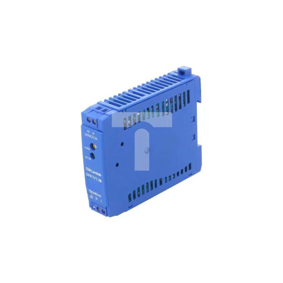 Zasilacz impulsowy na szynę DIN, 30W, 2,5A, 12V DC, listwa zaciskowa, DRB30-12-1