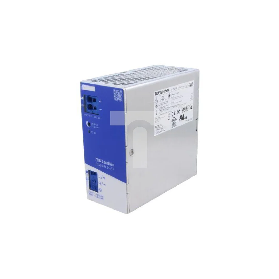 Zasilacz impulsowy na szynę DIN, 480W, 0...20A, 24V DC, 22,5...29V DC, Push-in, zaciski push-in, D1SE480-24-A3