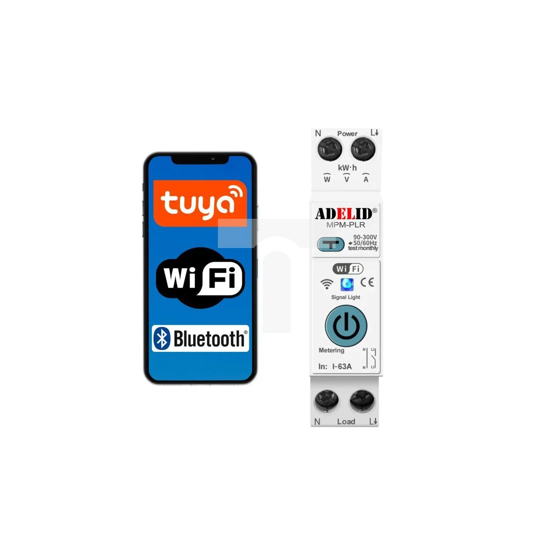Wyłącznik różnicowo-prądowy różnicówka 16A 25A 63A 30mA 1F 1P Tuya WiFi MPM-PLR