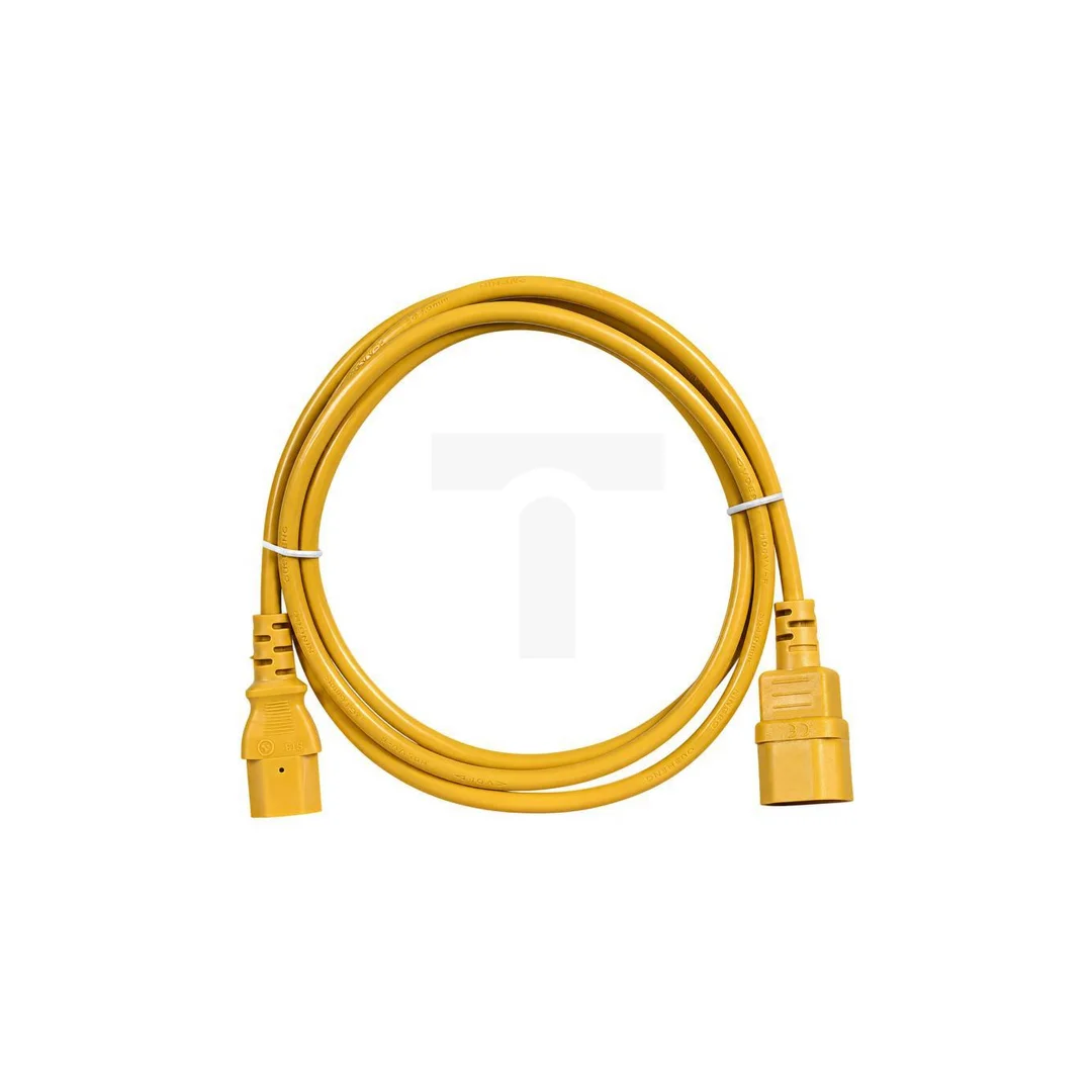 Przedłużacz komputerowy Kabel zasilający (230V 10A) do komputerów i zasilaczy UPS złącza IEC320 (C14 / C13) żółty 1,8m NEKU