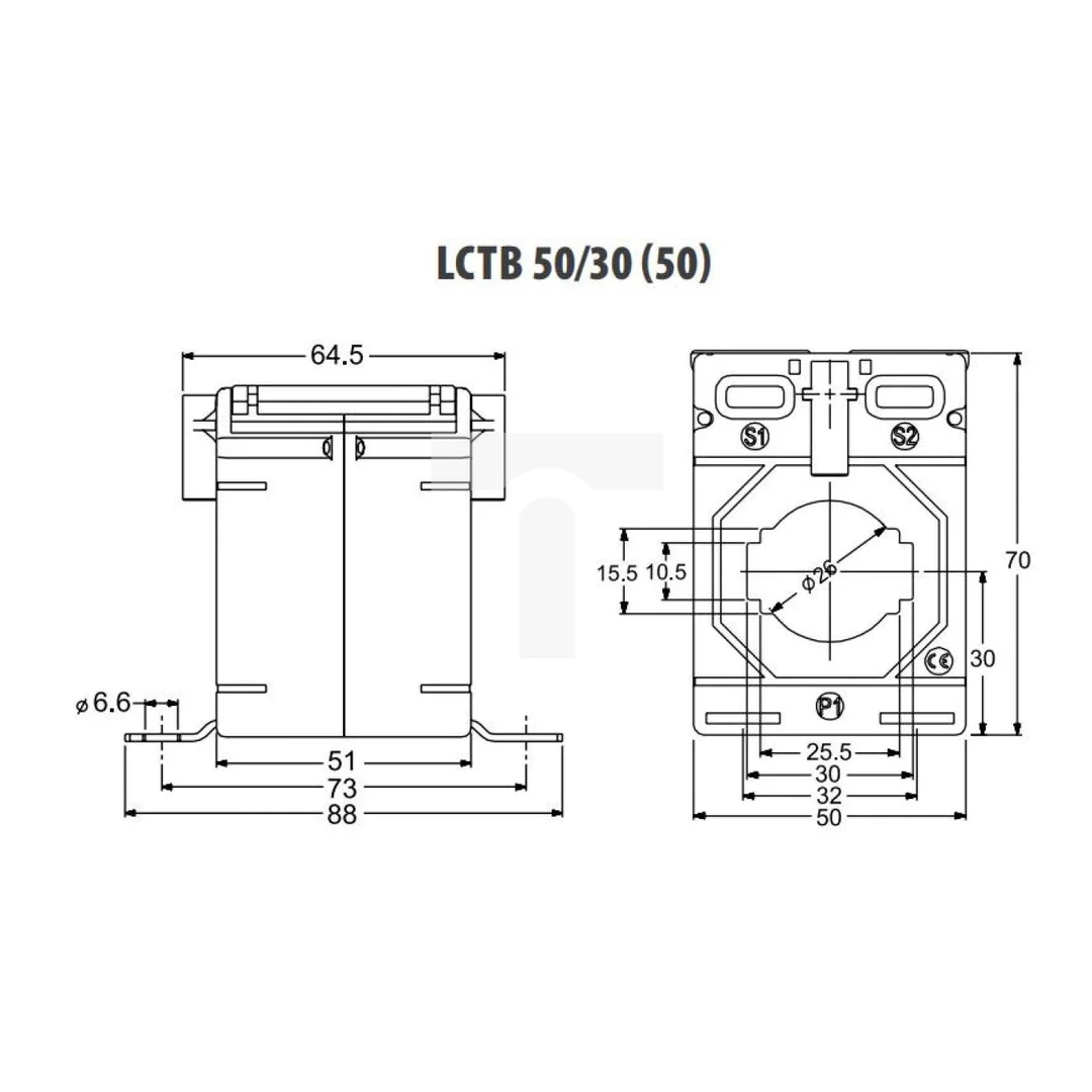 Przekładnik prądowy z otworem na szynę 50/30 (50) 250A/5A klasa 0,5 LCTB 5030500250A55