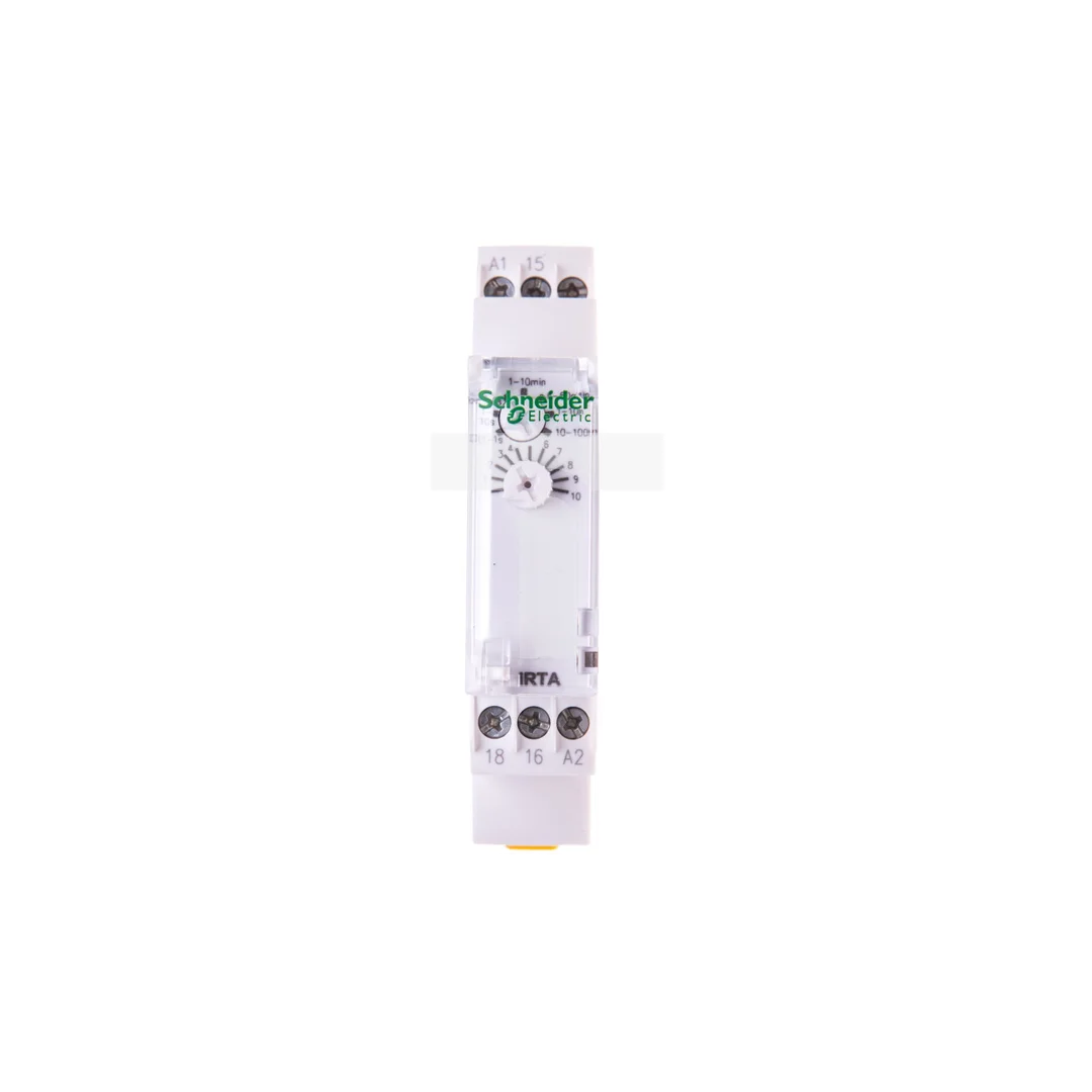 Przekaźnik czasowy 1P 8A 0,1-360000sek 24V DC 24-240V AC opóźnione załączenie RTA A9E16065