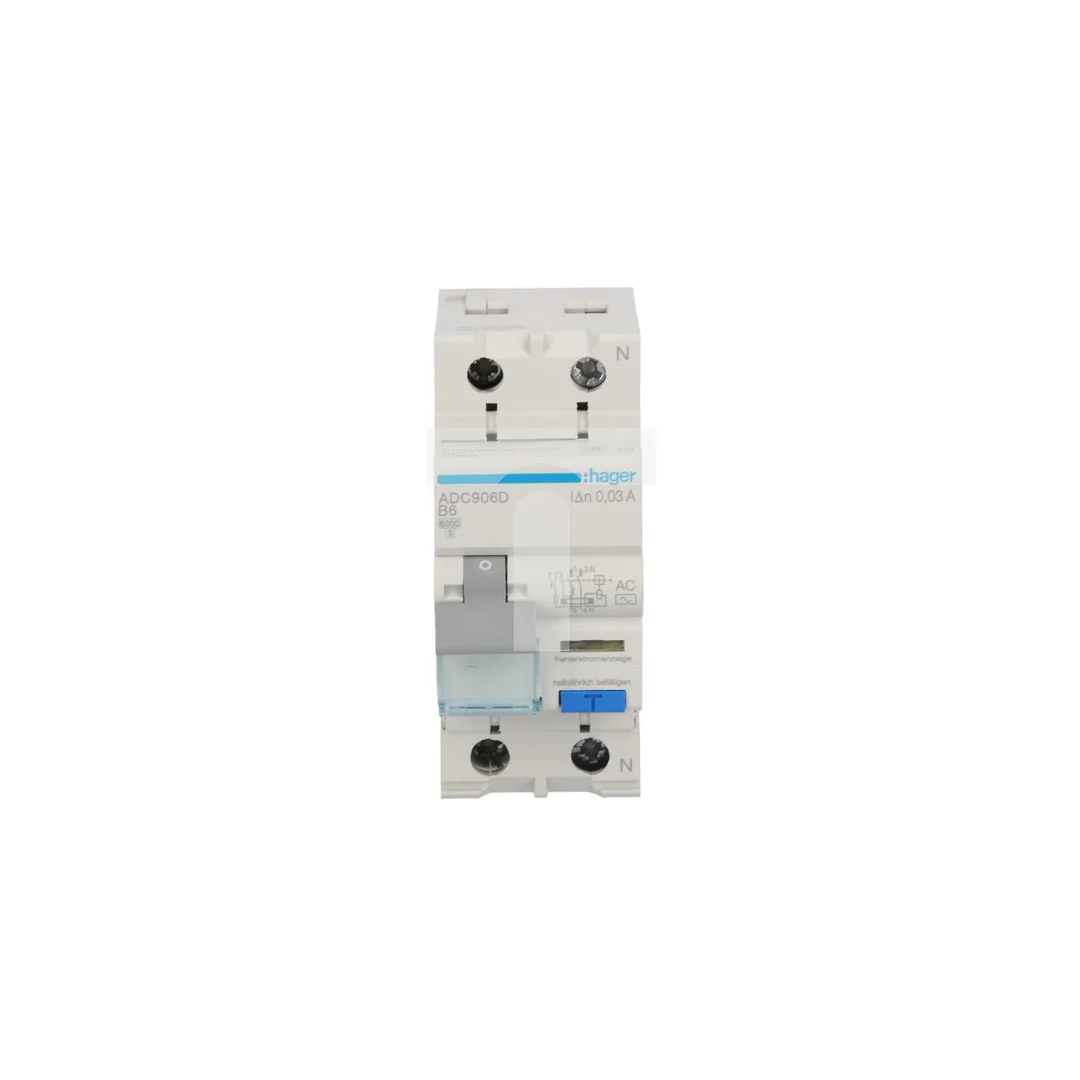 Wyłącznik różnicowo-nadprądowy RCBO 2P B6A 0,03A Typ AC ADC906D