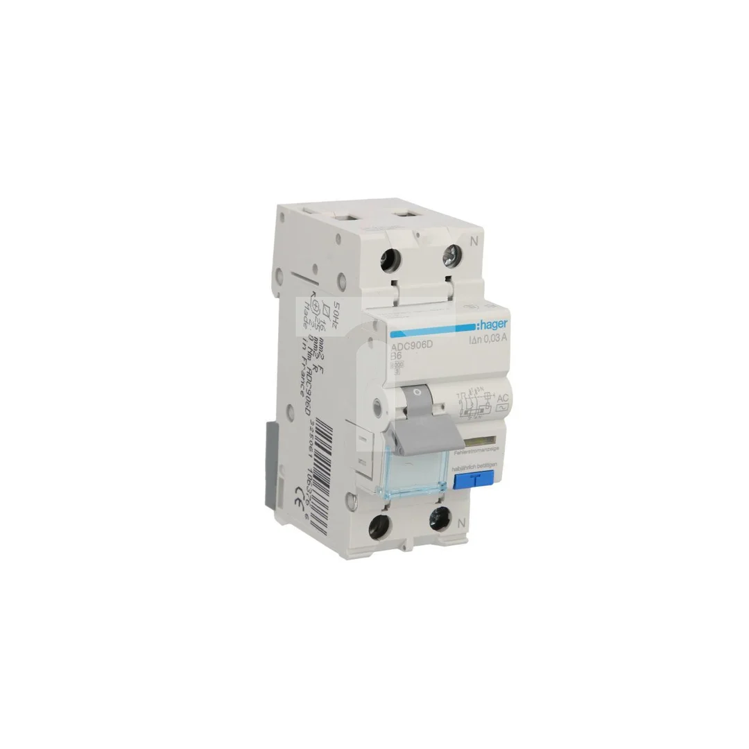 Wyłącznik różnicowo-nadprądowy RCBO 2P B6A 0,03A Typ AC ADC906D