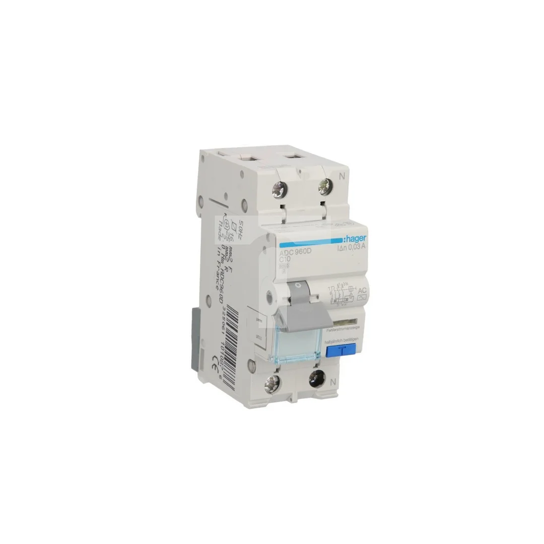 Wyłącznik różnicowo-nadprądowy RCBO 2P C10A 0,03A Typ AC ADC960D