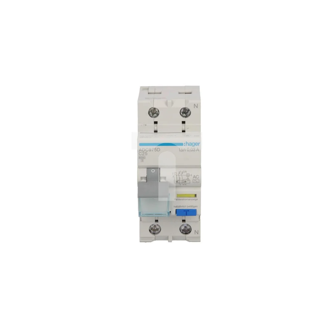 Wyłącznik różnicowo-nadprądowy RCBO 2P C25A 0,03A Typ AC ADC975D