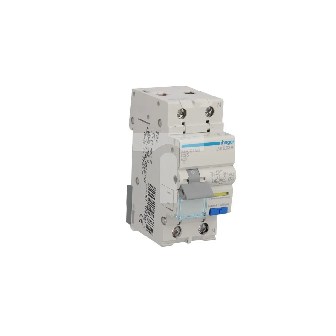 Wyłącznik różnicowo-nadprądowy RCBO 2P C25A 0,03A Typ AC ADC975D