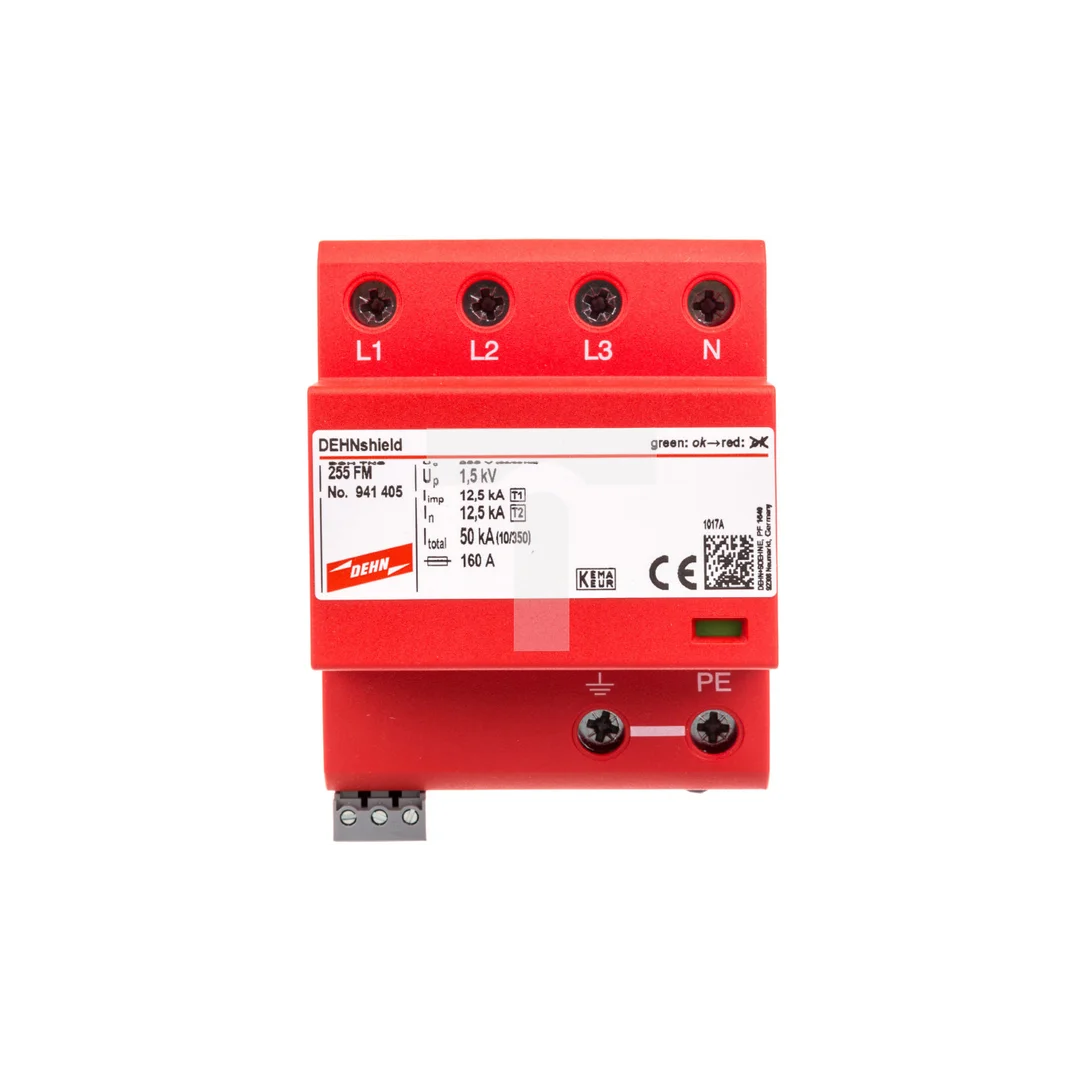 Ogranicznik przepięć Typ T1+T2 4P 12,5kA/50kA 1,5kV DEHNshield TNS 255 FM 941405