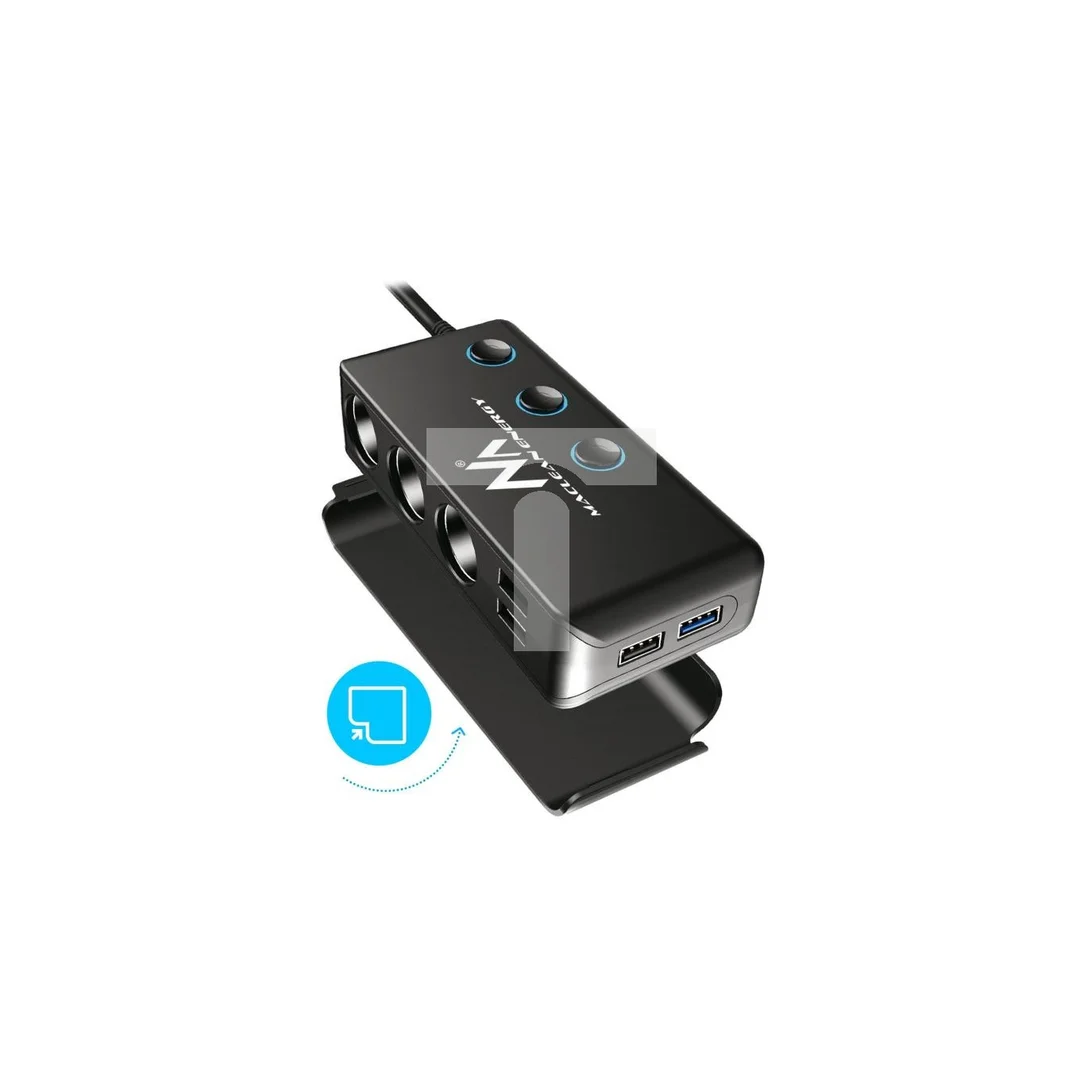 Rozdzielacz gniazda zapalniczki samochodowej Maclean MCE218, woltomierz, 3 gniazda zapalniczki, 1xQC 3.0, 3xUSB 6,8A, 1xPD 18W M