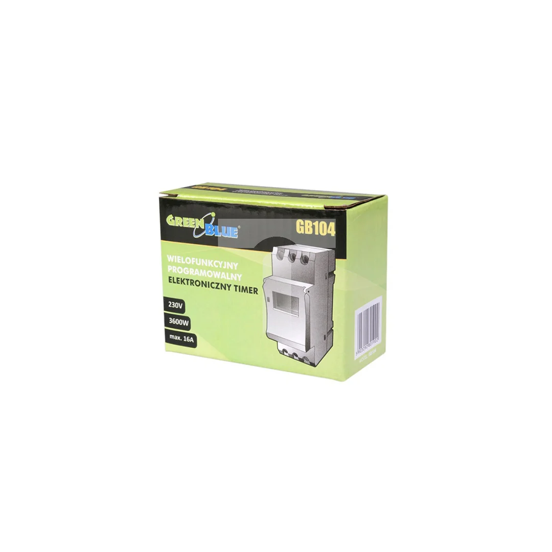 Włącznik czasowy - timer cyfrowy na szynę DIN GreenBlue GB104 16 programów max 240 programów GB104