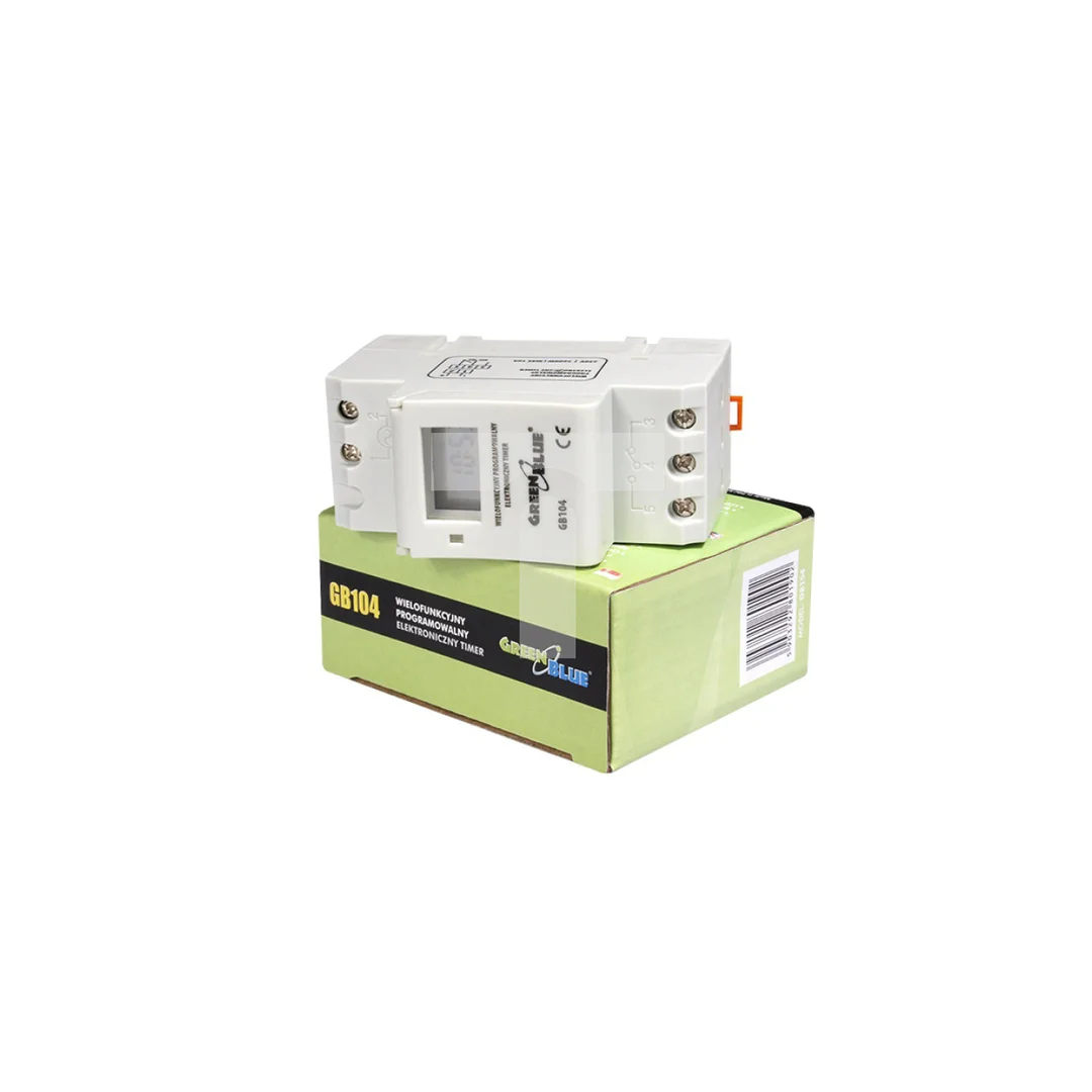 Włącznik czasowy - timer cyfrowy na szynę DIN GreenBlue GB104 16 programów max 240 programów GB104