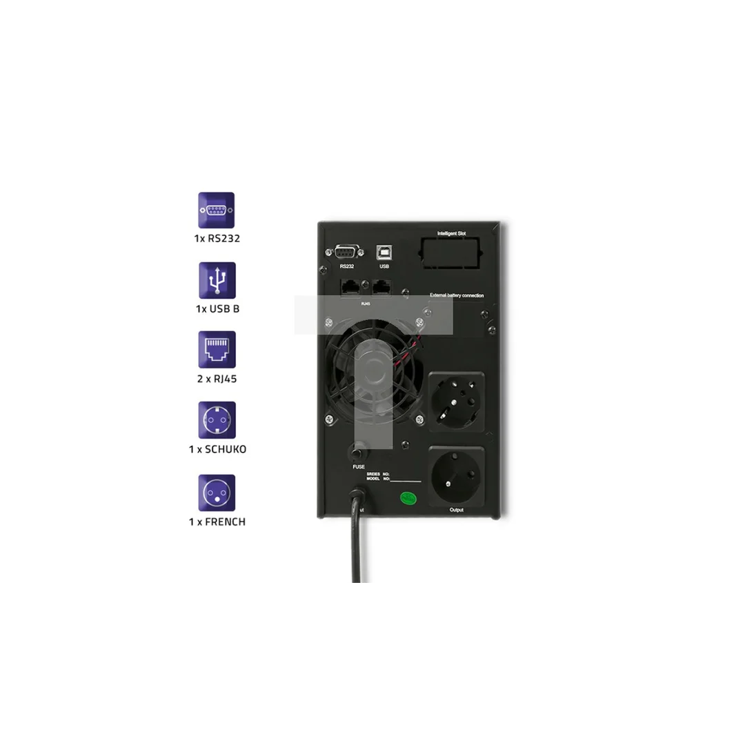 Qoltec Zasilacz awaryjny UPS On-line Pure Sine Wave 1kVA 800W LCD USB