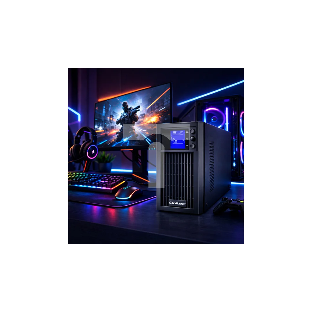 Qoltec Zasilacz awaryjny UPS On-line Pure Sine Wave 1kVA 800W LCD USB