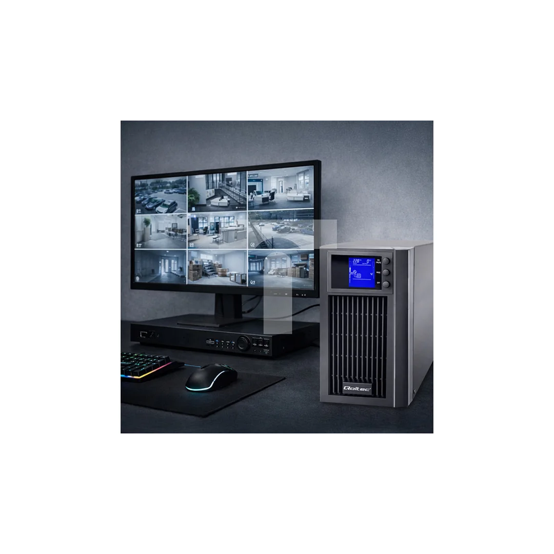 Qoltec Zasilacz awaryjny UPS On-line Pure Sine Wave 1kVA 800W LCD USB