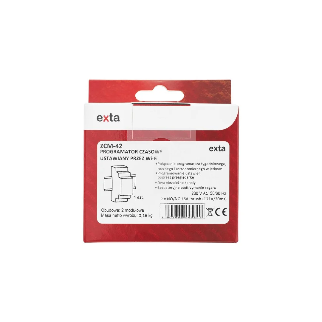 Programator czasowy WiFi 2xNO/NC 16A (inrush 111A/20ms) 230V AC ZCM-42 EXT10000265