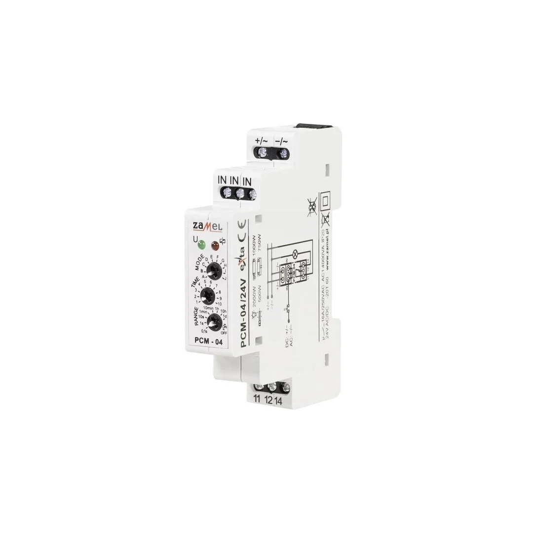 Przekaźnik czasowy 16A 0,1sek-10dni 24V AC/DC PCM-04 /24V EXT10000082