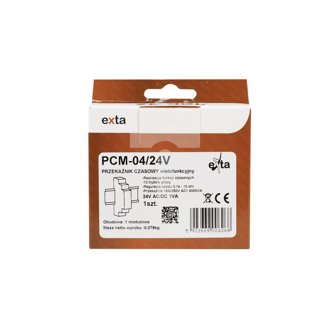 Przekaźnik czasowy 16A 0,1sek-10dni 24V AC/DC PCM-04 /24V EXT10000082