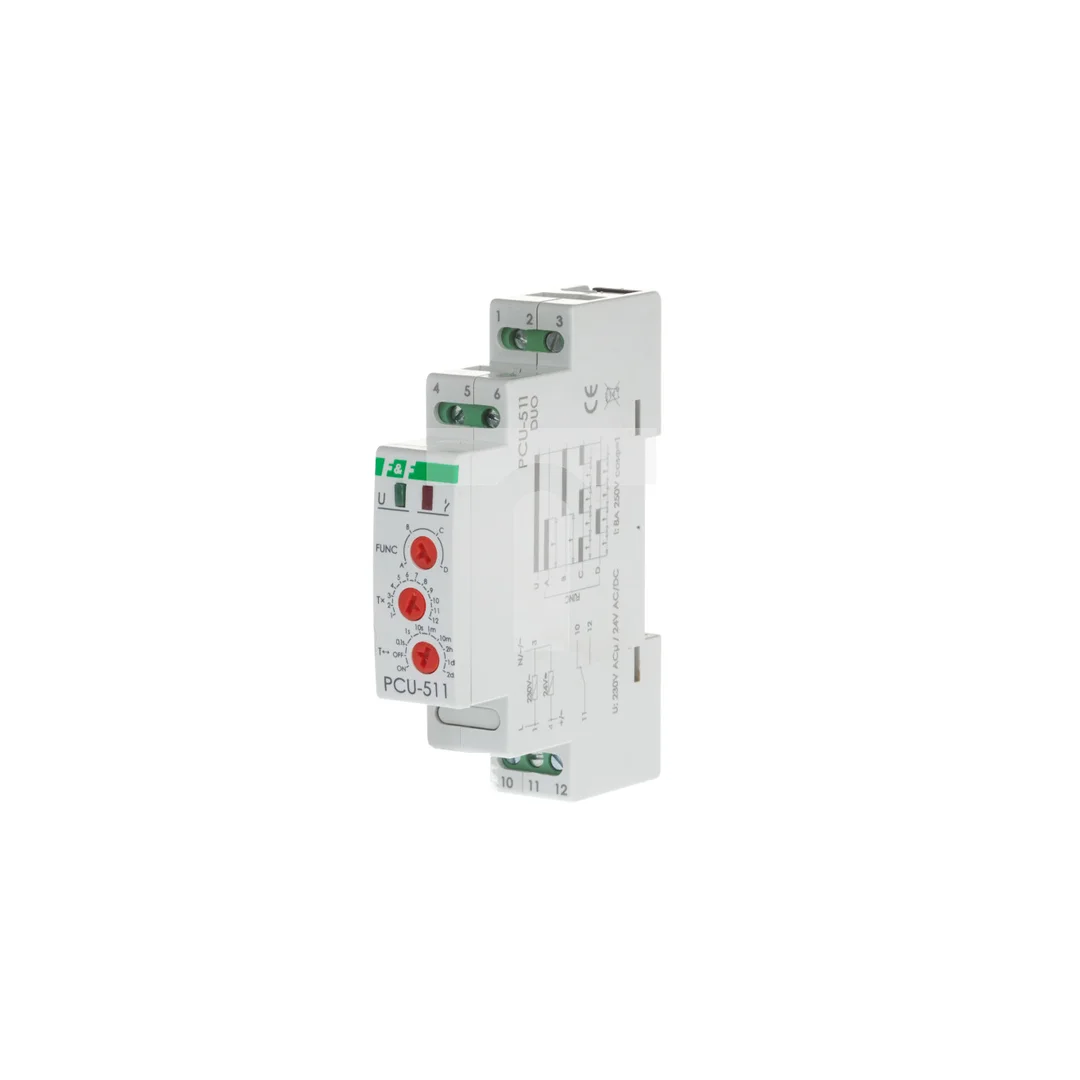 Przekaźnik czasowy 1P 8A 0,1-576h 230V AC, 24V AC/DC wielofunkcyjny PCU-511DUO