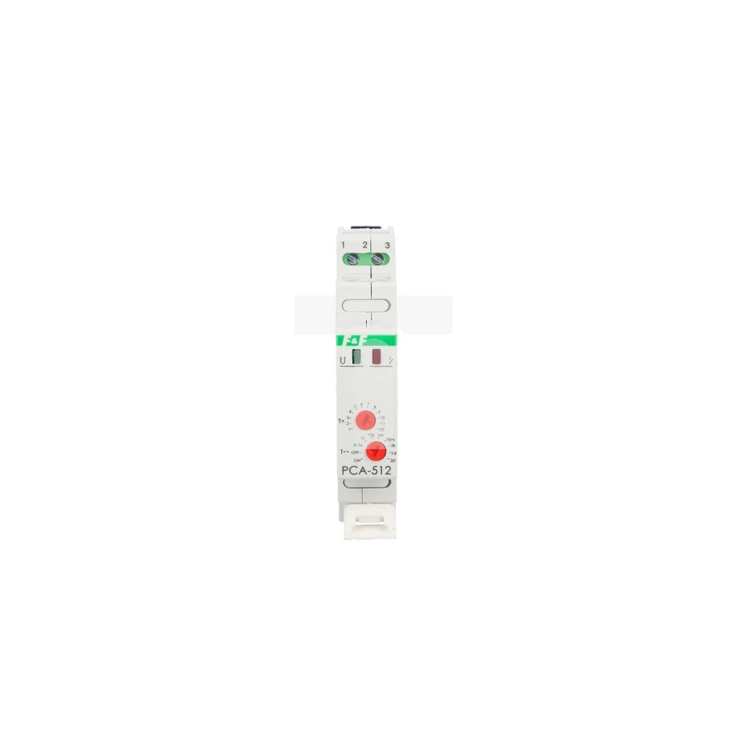 Przekaźnik czasowy 1P 10A 0,1sek-576h 24V AC/DC opóźnione wyłączenie PCA-512-24V
