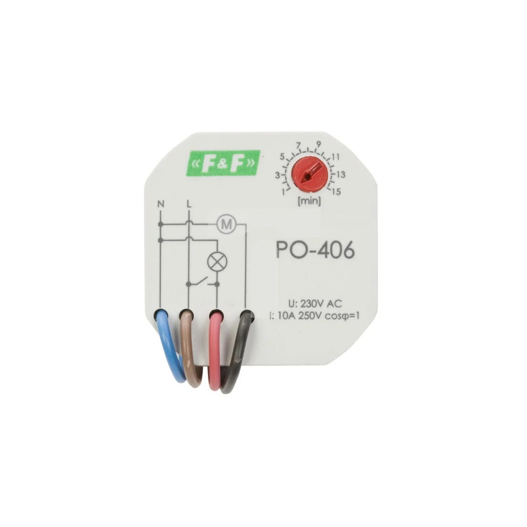 Przekaźnik czasowy 1Z 10A 1-15min 230V AC opóźnione odpadanie PO-406