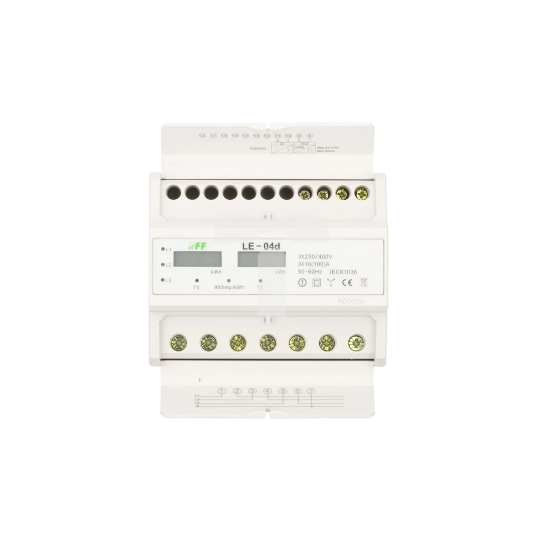 Licznik energii elektrycznej 3-fazowy 100A 230/400V z wyświetlaczem LCD LE-04D