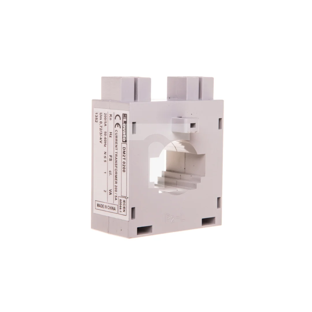 Przekładnik prądowy 200/5A, klasa 1, na przewód fi 23mm, na szynę 30x10mm, 25x12,5mm, 20x15mm DM2T0200