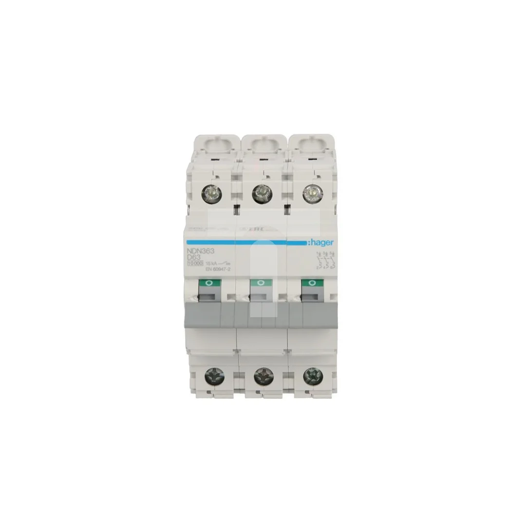 Wyłącznik nadprądowy 3P D 63A 10kA AC NDN363