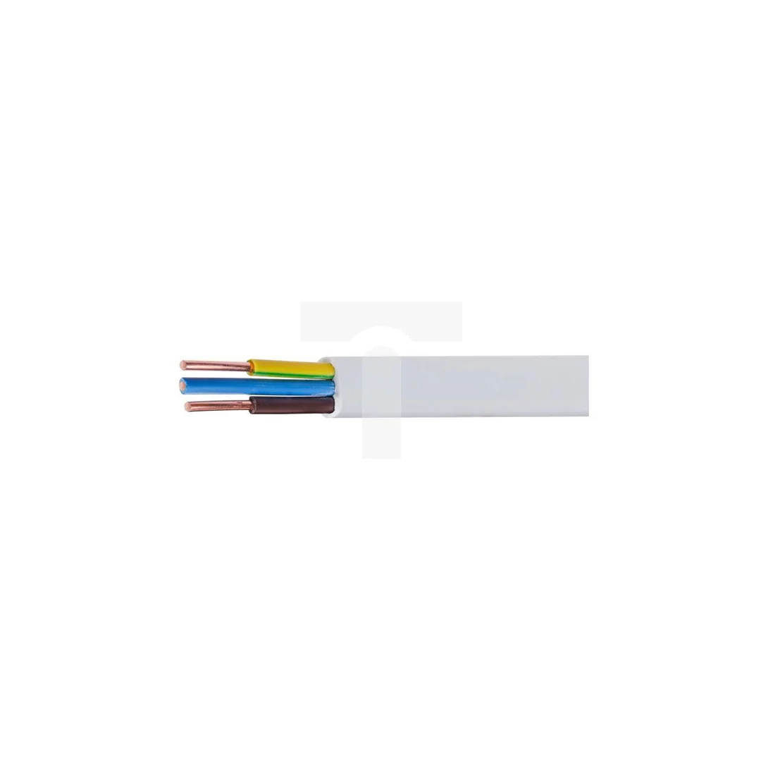 Kabel instalacyjny płaski YDYp 3x1,5mm2 biały 450/750V drut Elektrokabel /25m/