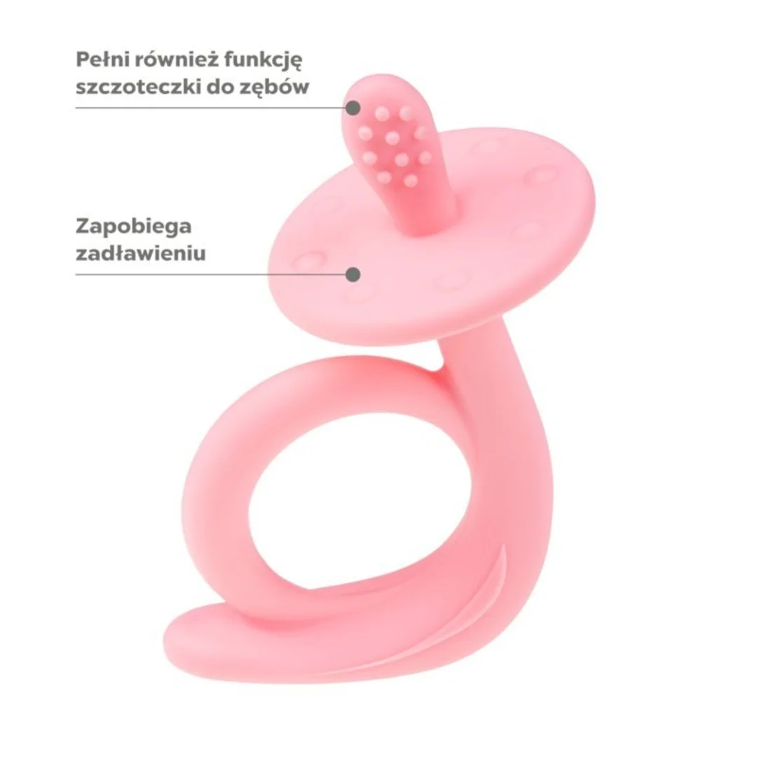 Gryzak silikon ślimak pink AKUKU