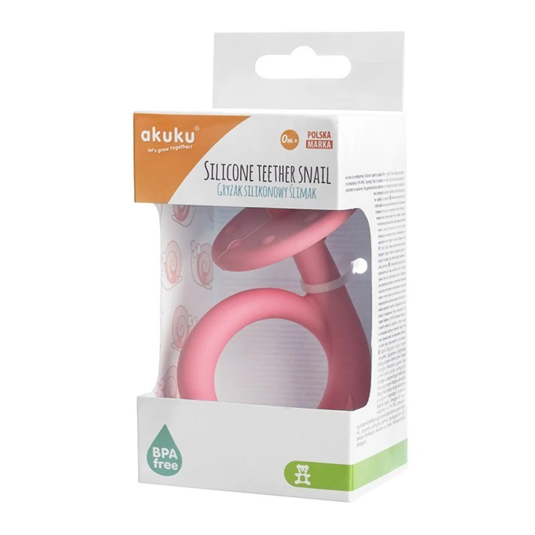 Gryzak silikon ślimak pink AKUKU