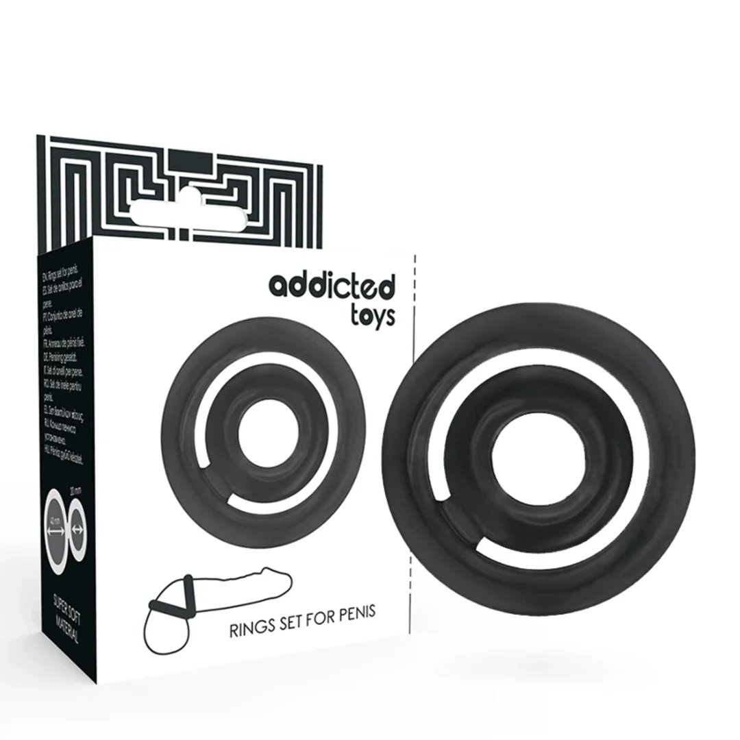 Addicted Toys Potenz C-Ring czarny - podwojny pierścień silikonowy