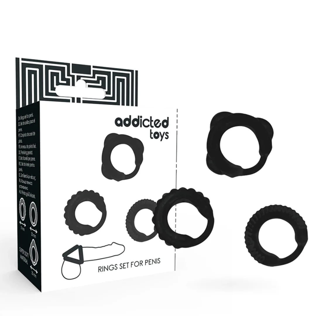 Addicted Toys Zestaw 3 Anatomicznych Pierścieni Czarny - Silikonowy