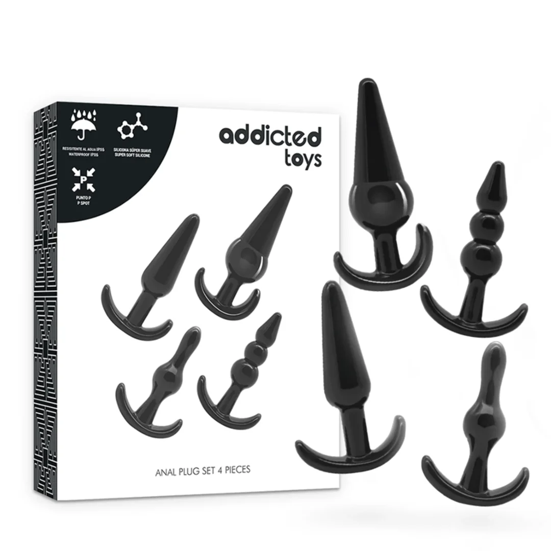 Addicted Toys Zestaw 4 anatomicznych korkow analnych, rożne rozmiary